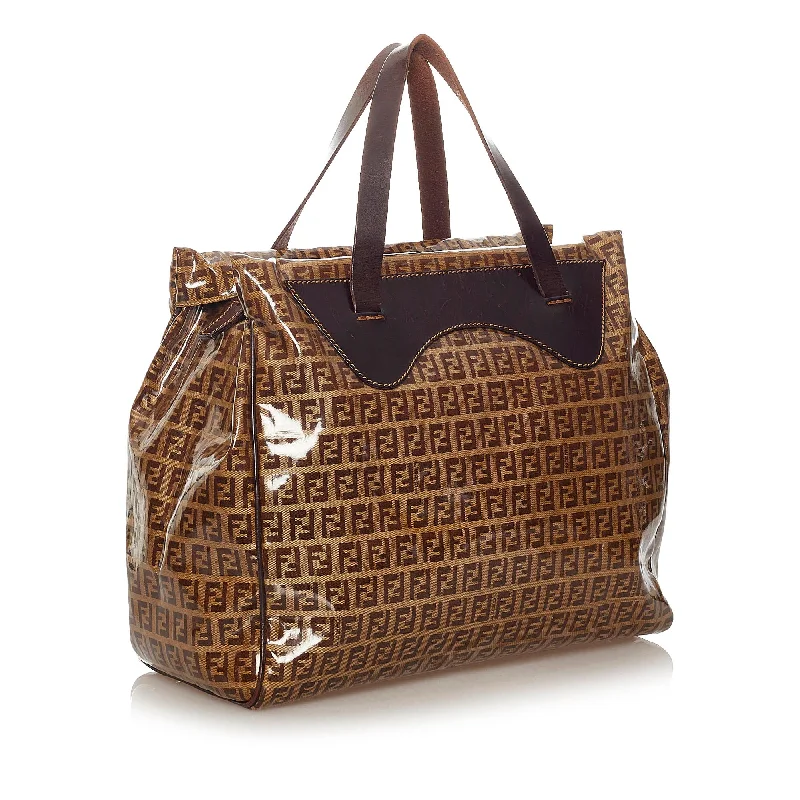 Fendi By The Way bags with a printed map pattern for a travel - inspired lookFendi Zucchino Vinyl Tote Bag (SHG-27893)