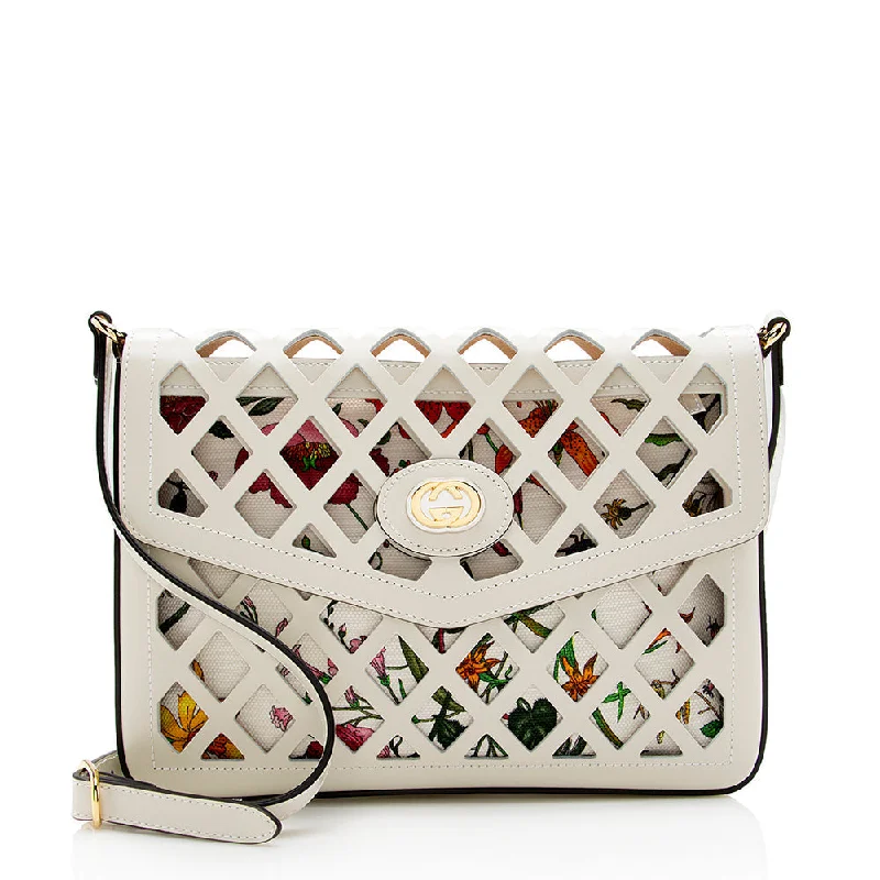 Women Gucci bags with a detachable mirror insideWomen Gucci bags with a detachable mirror insideGucci Cutout Leather Floral Shoulder Bag