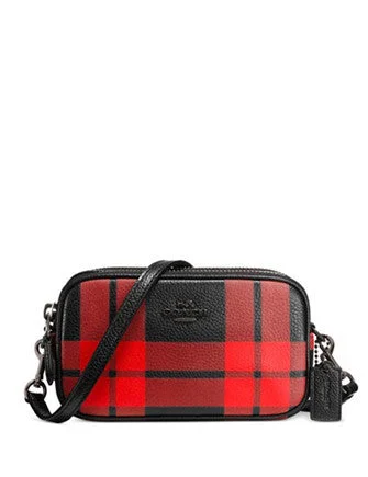 Coach tote bags with a water - resistant lining for practicalityCoach Crossbody Pouch in Plaid Print Leather