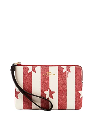 Coach backpacks with a padded laptop sleeve for travel and workCoach Corner Zip Wristlet With Stripe Star Print