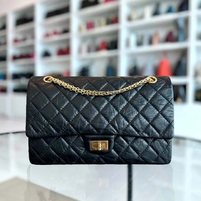 Chanel Vintage Inspired Handbag for Retro Lovers2.55 266 Medium 28CM Double Flap Quilted Aged Calfskin Black AGHW No 20