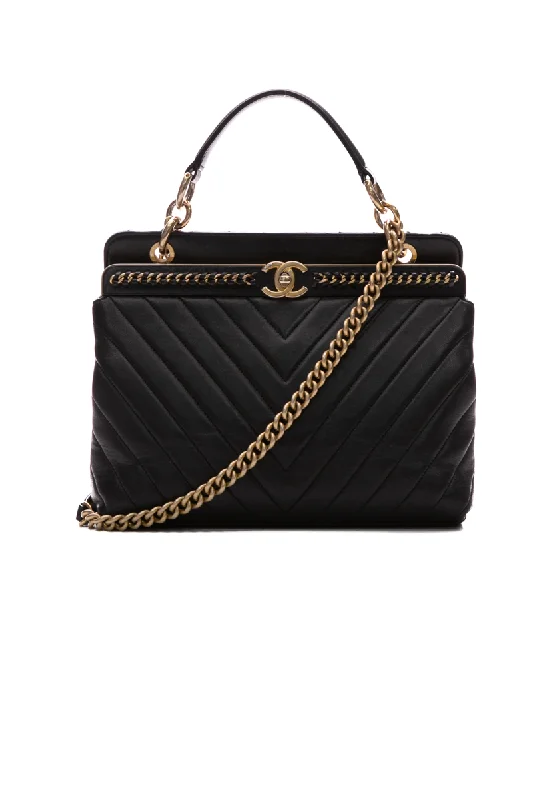 Chanel Luxury Handbag for High - End EventsChevron Chain Top Handle Bag