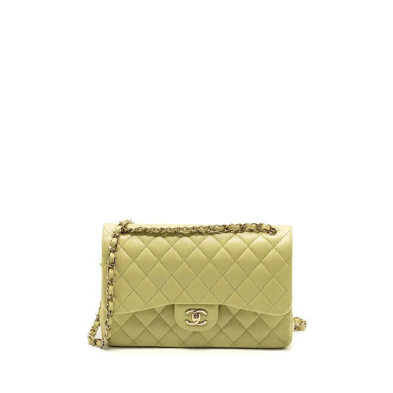 Chanel Designer Handbag with Unique DesignChanel 23C jumbo classic double flap bag lambskin light green LGHW (microchip)