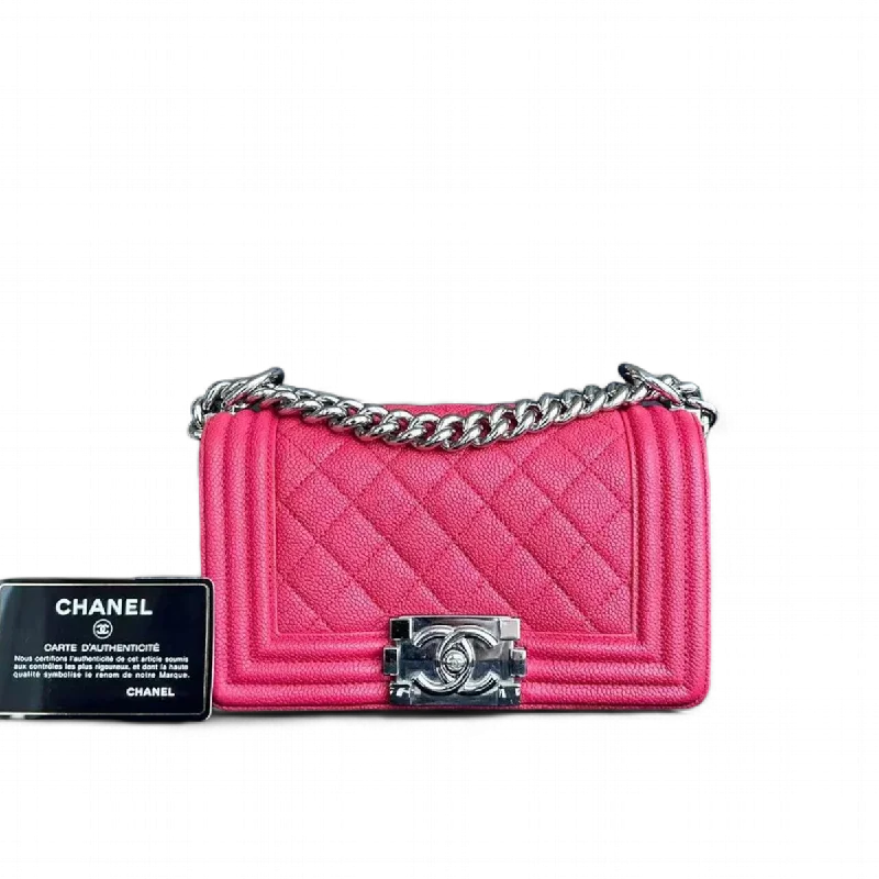 Chanel Limited Edition Handbag for CollectorsChanel Boy Small - Hot Pink Quilted Caviar Grained Calfskin with Silver Hardware Series 25