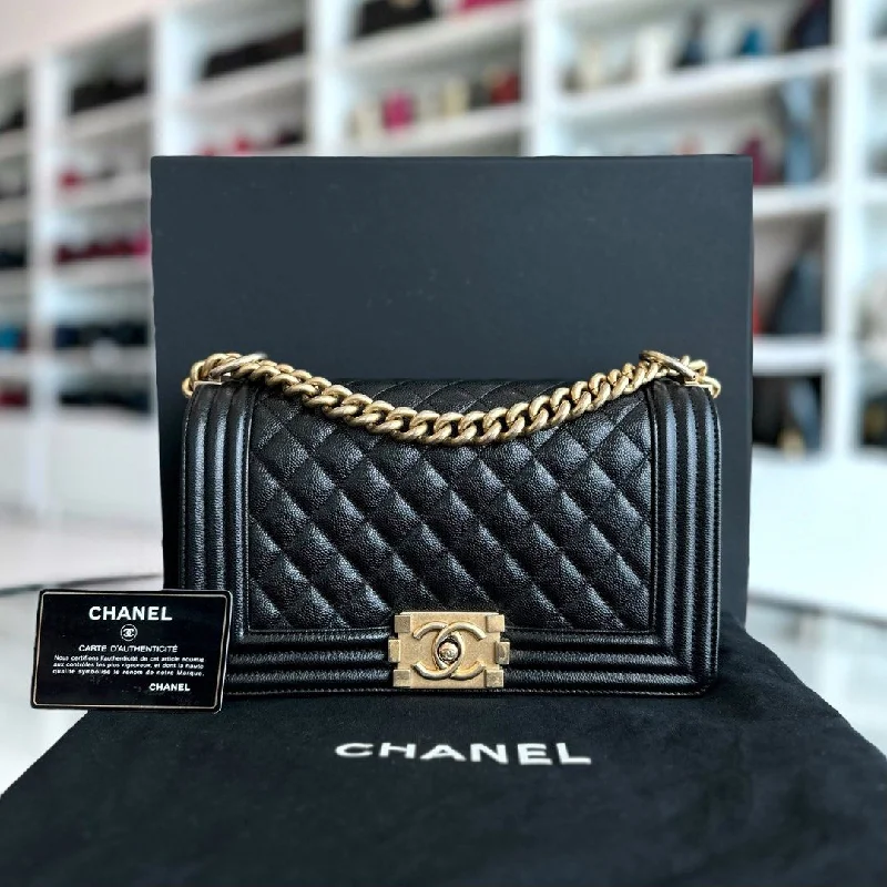 Chanel Quilted Leather Shoulder Bag for FashionistasBoy Caviar Old Medium 25CM Quilted Leboy Black GHW No 26