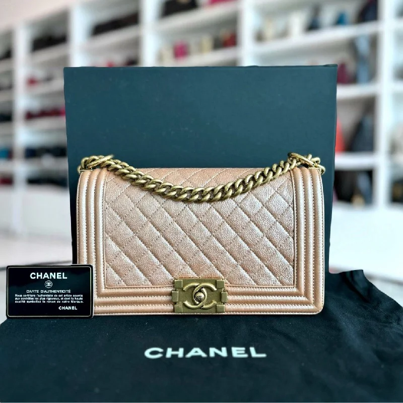 Chanel Handbag with Adjustable Strap for ComfortBoy Grained Calfskin Old Medium 25CM Leboy Iridescent Pink GHW No 20