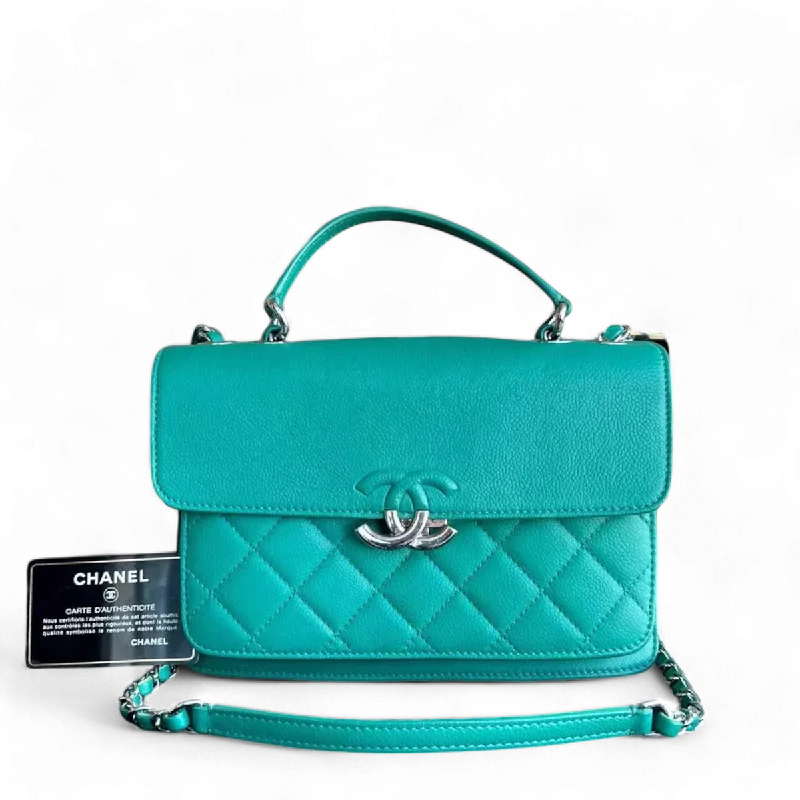 Chanel Lightweight Handbag for Daily ErrandsChanel Caviar 25CM 2017 Urban Handle Quilted Grained Calfskin Green Blue Silver Hardware Series 23