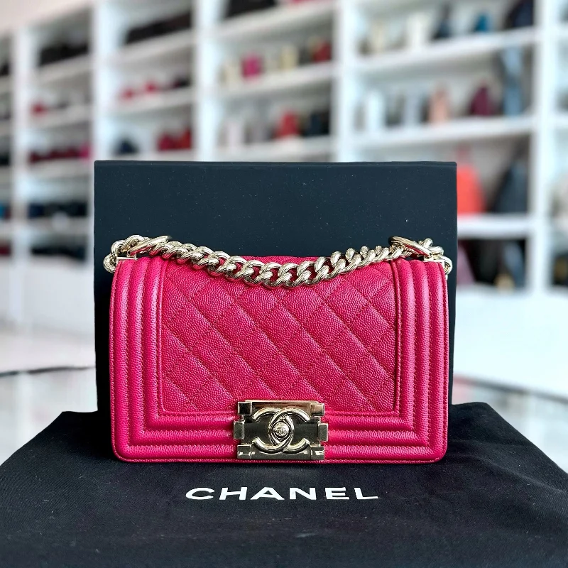 Chanel Vintage Inspired Handbag for Retro LoversCaviar Boy Small Quilted Calfskin Leboy Hot Pink GHW No 23