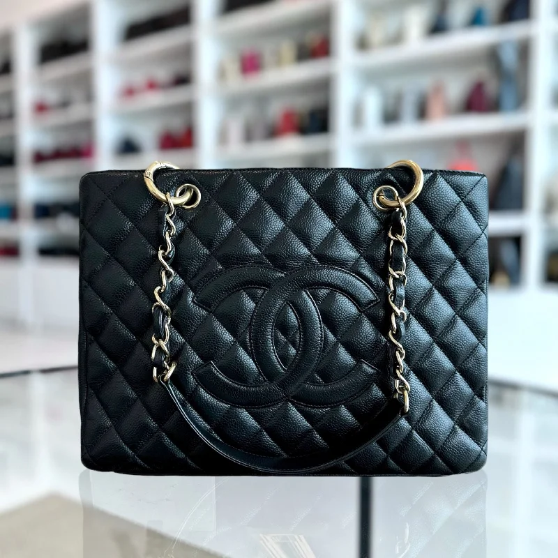 Chanel New Arrival Handbag with Gold HardwareCaviar GST Grand Shopping Tote Quilted Black GHW No 12