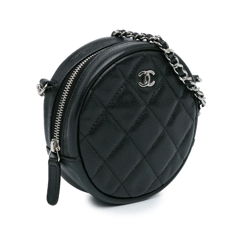 Chanel Limited Edition Handbag for CollectorsChanel CC Quilted Caviar Round Clutch With Chain (jxh22e)