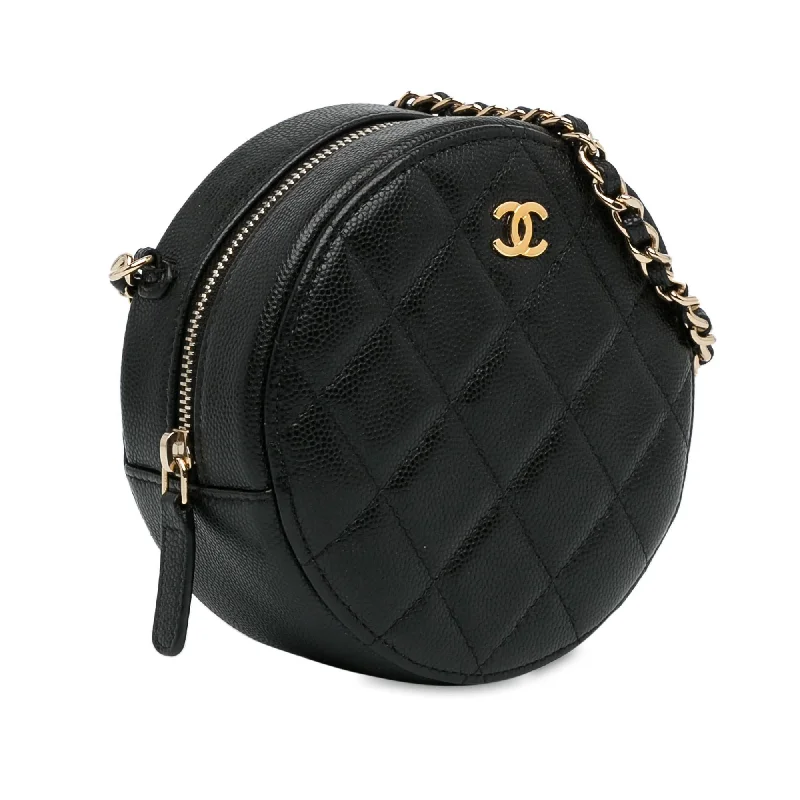 Chanel Lightweight Handbag for Daily ErrandsChanel CC Quilted Caviar Round Clutch With Chain (ov2ka3)