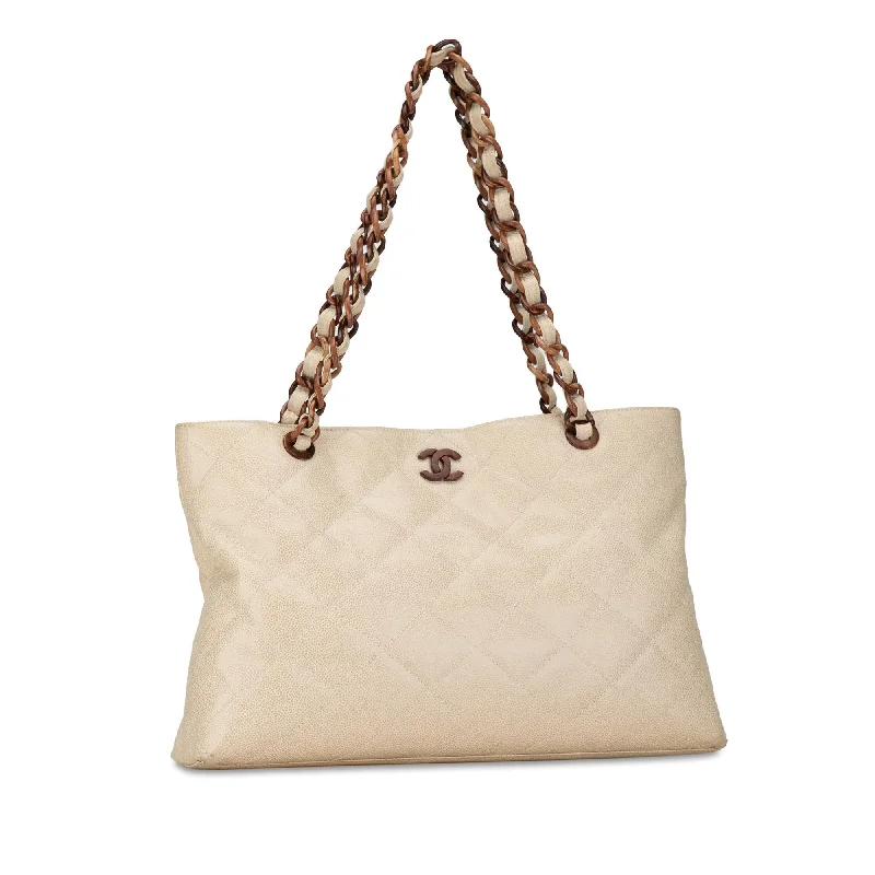 Chanel Classic Flap Bag for Evening PartyChanel CC Quilted Caviar Wood Chain Tote (YvZpfz)