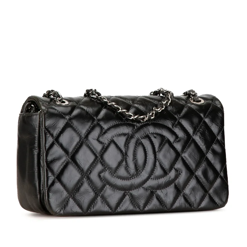 Chanel Handbag with Adjustable Strap for ComfortChanel CC Quilted Glazed Calfskin Flap (16f7wX)