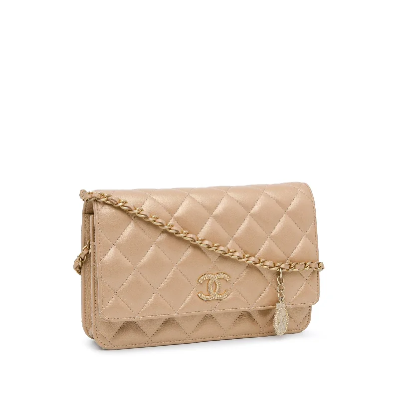 Chanel New Arrival Handbag with Gold HardwareChanel CC Quilted Lambskin Coin Charm Wallet on Chain (cXVvnN)