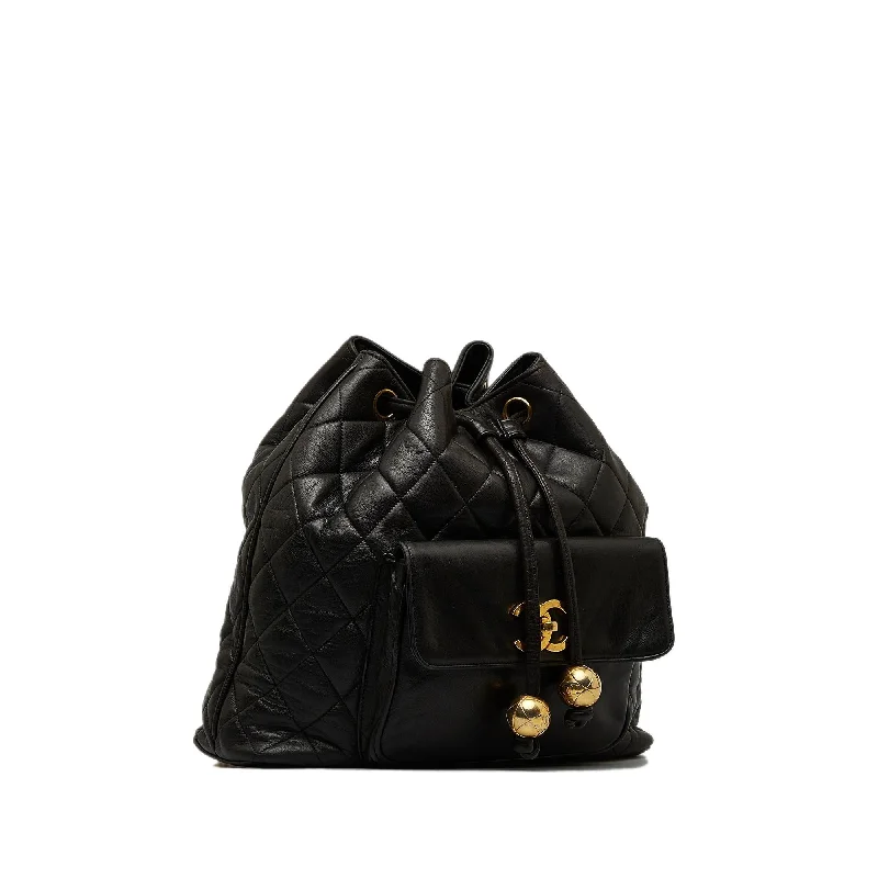 Chanel All - Match Handbag for Versatile StylingChanel CC Quilted Lambskin Drawstring Backpack (86DOIB)