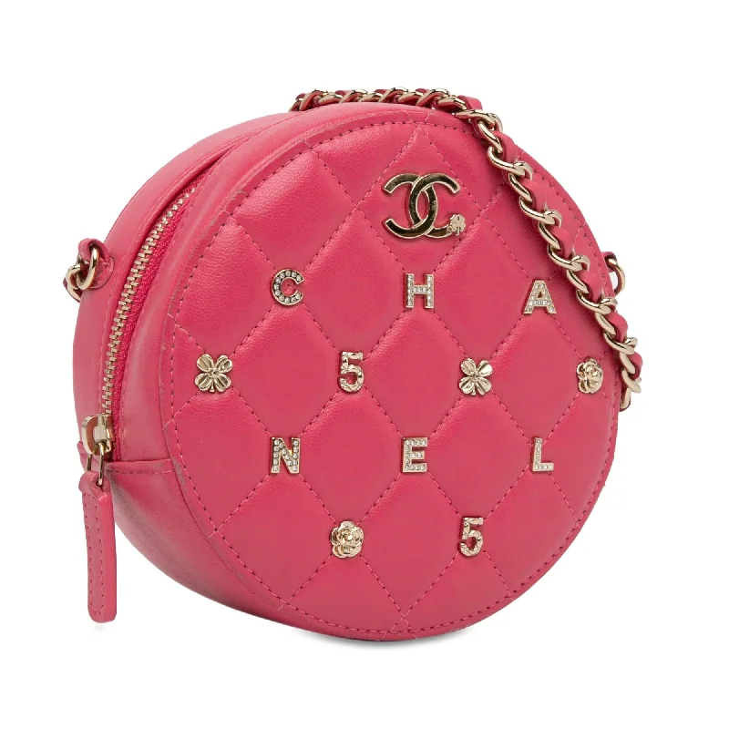 Chanel Handbag with Adjustable Strap for ComfortChanel CC Quilted Lambskin Lucky Charms Round Clutch with Chain (Z9e0hS)