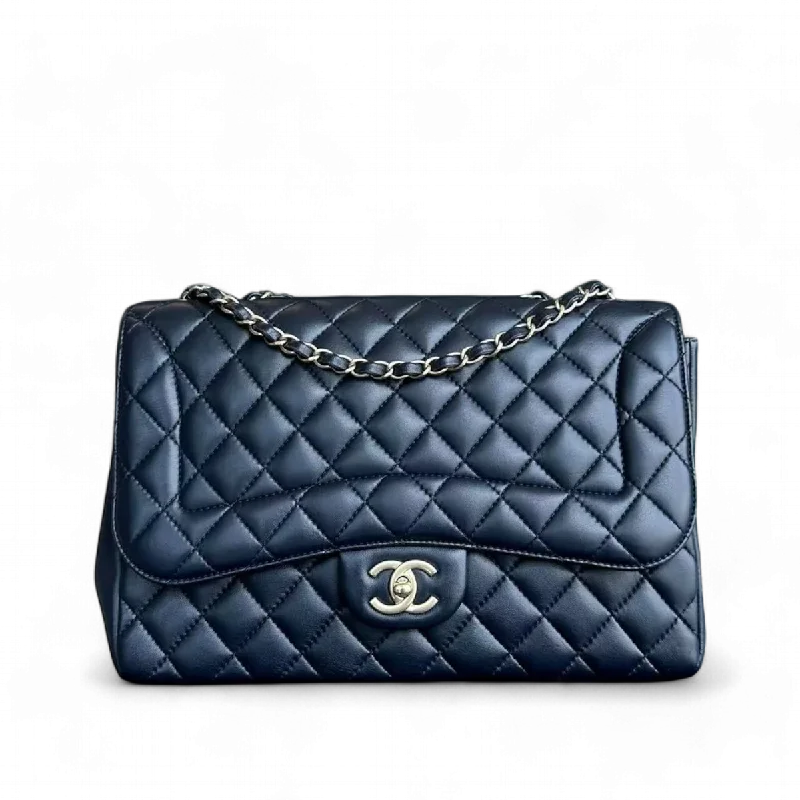 Chanel Lightweight Handbag for Daily ErrandsChanel Chic Flap Jumbo Mademoiselle Quilted Lambskin Dark Blue Golden Hardware Series 21