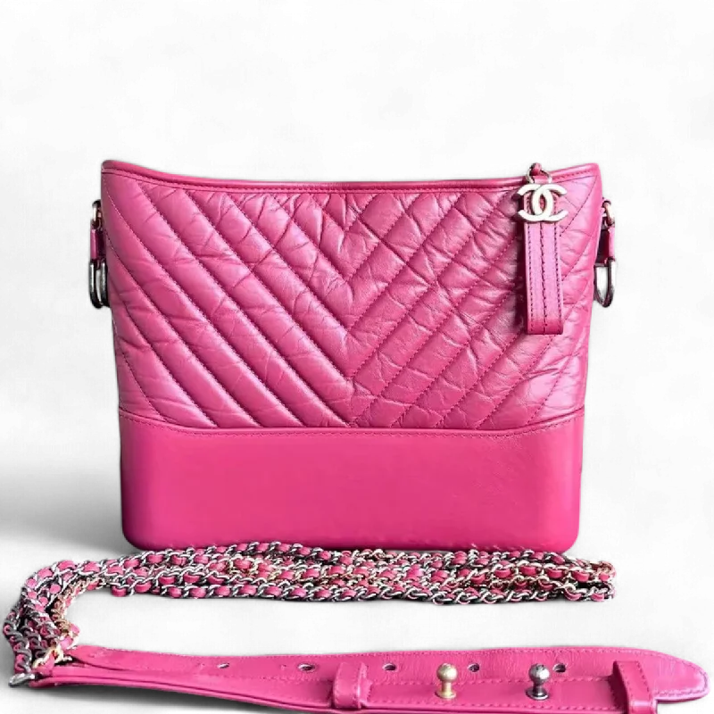 Chanel Medium Tote Bag for Office LadiesGabrielle Medium 27CM Chevron Calfskin Hot Pink Two-tone Hardware