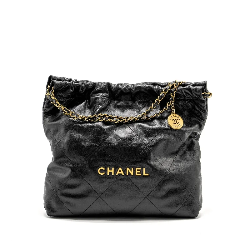 Chanel Vintage Inspired Handbag for Retro LoversChanel Medium 22 Bag Shiny Calfskin BLACK GHW (Microchip)