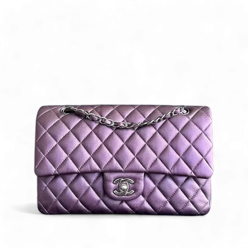 Chanel Limited Edition Handbag for CollectorsClassic Flap Quilted Lambskin Purple Silver Hardware Series 24