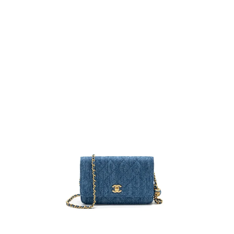 Chanel Luxury Handbag for High - End EventsChanel pearl crush wallet on chain denim blue GHW (microchip)