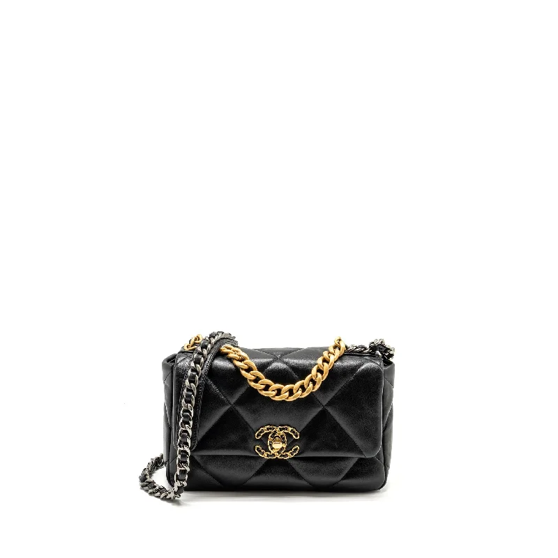 Chanel Classic Flap Bag for Evening PartyChanel Small 19 Bag Lambskin Black Multicolour Hardware (Microchip)