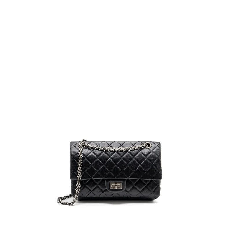 Chanel Handbag with Adjustable Strap for ComfortChanel Small 2.55 Reissue Flap Bag Aged Calfskin Black Ruthenium Hardware(Microchip)