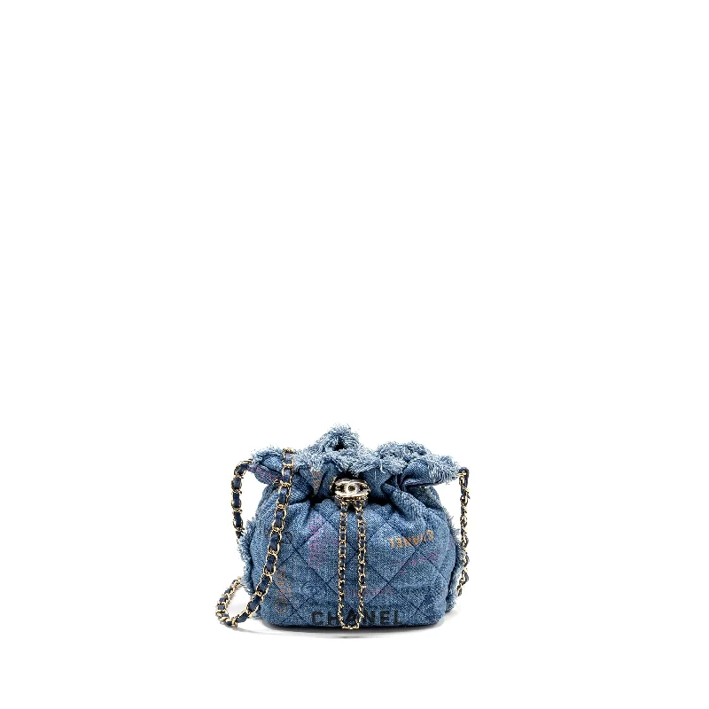 Chanel Chain Strap Handbag for Everyday UseChanel Small Bucket Bag Denim Blue LGHW (Microchip)