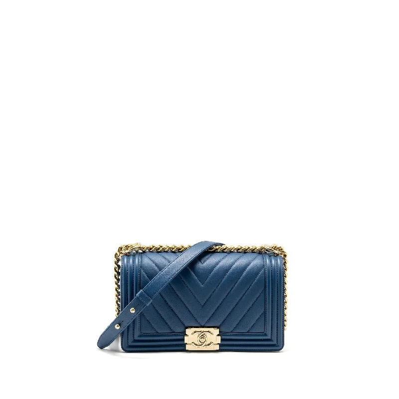 Chanel Colorful Handbag for Spring OutfitsChanel Medium Chevron Boy Bag Calfskin Blue GHW