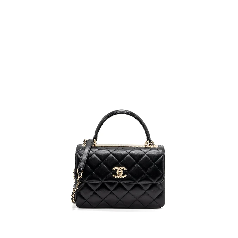 Chanel Vintage Inspired Handbag for Retro LoversChanel trendy CC flap bag with top handle lambskin black LGHW (microchip)