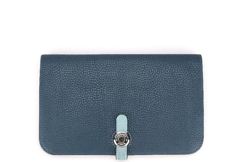 Exquisite Hermes Picotin Bags for Everyday EleganceHERMES DONGON DUO WALLET (STAMP X) BLUE TOGO LEATHER PALLADIUM HARDWARE, NO DUST COVER & BOX