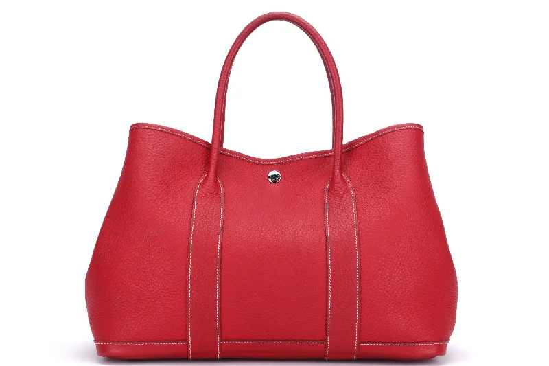 Hermes Evelyne Bags with Adjustable Shoulder StrapsHermes Garden Party 36cm (Stamp P) Rouge Casaque Negonda Leather, Silver Hardware, with Dust Cover