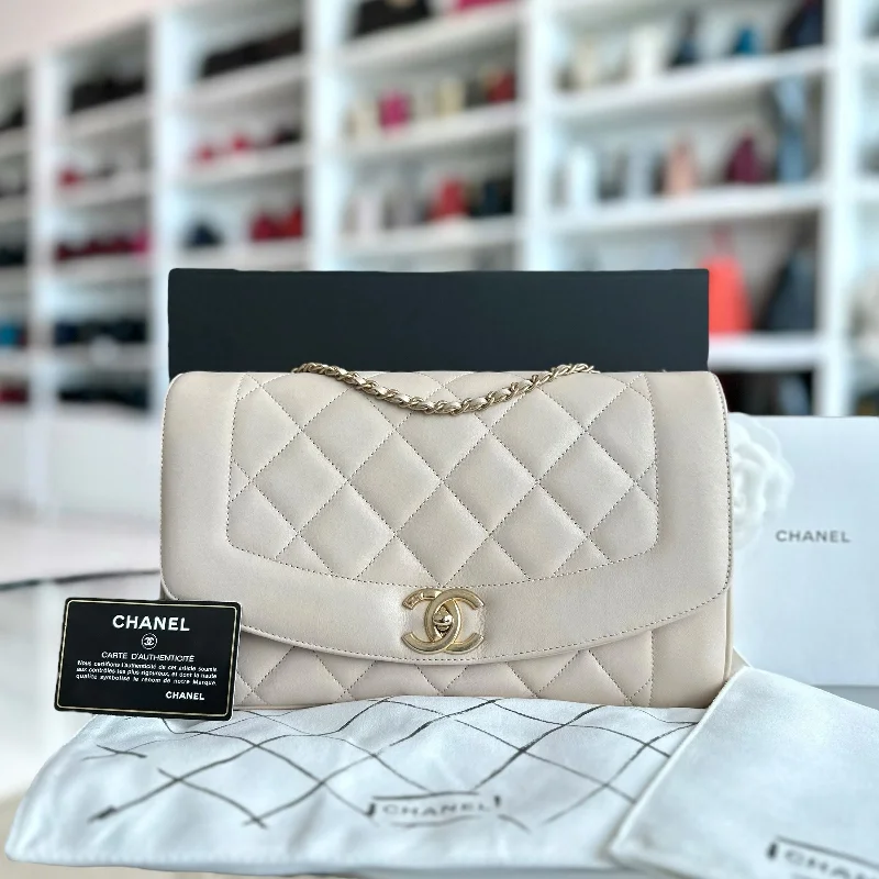 Chanel All - Match Handbag for Versatile Styling*Modern Reissue 2015* Diana Jumbo 28CM Quilted Lambskin Beige GHW No 20