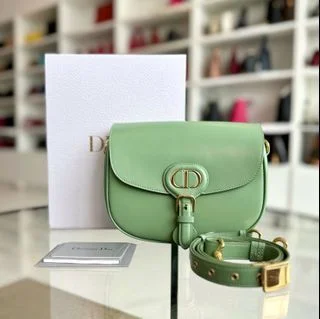 Christian Dior Saddle bags with a patent leather finish for a shiny lookBobby Medium Lambskin Green Avocado GHW