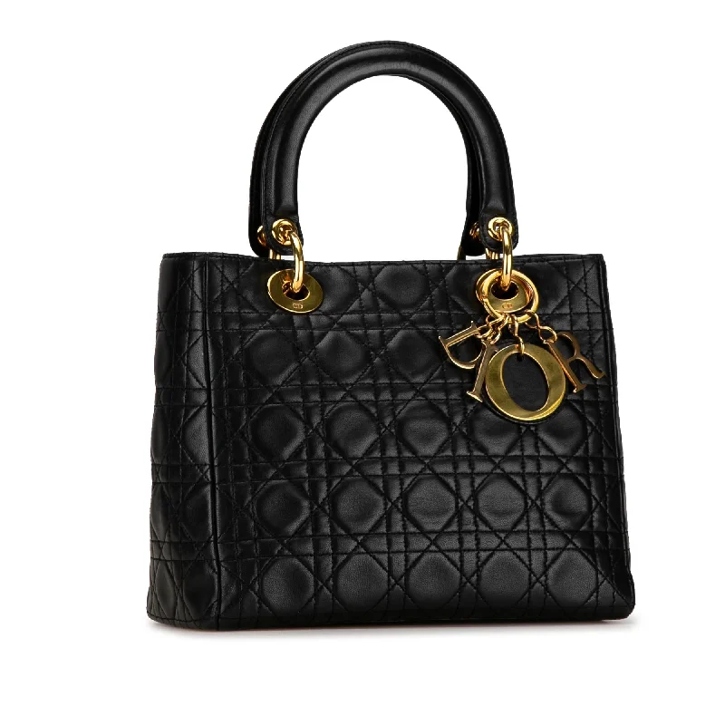 Christian Dior tote bags with a double - handle and shoulder - strap optionDior Medium Lambskin Cannage Lady Dior (7yVsfc)