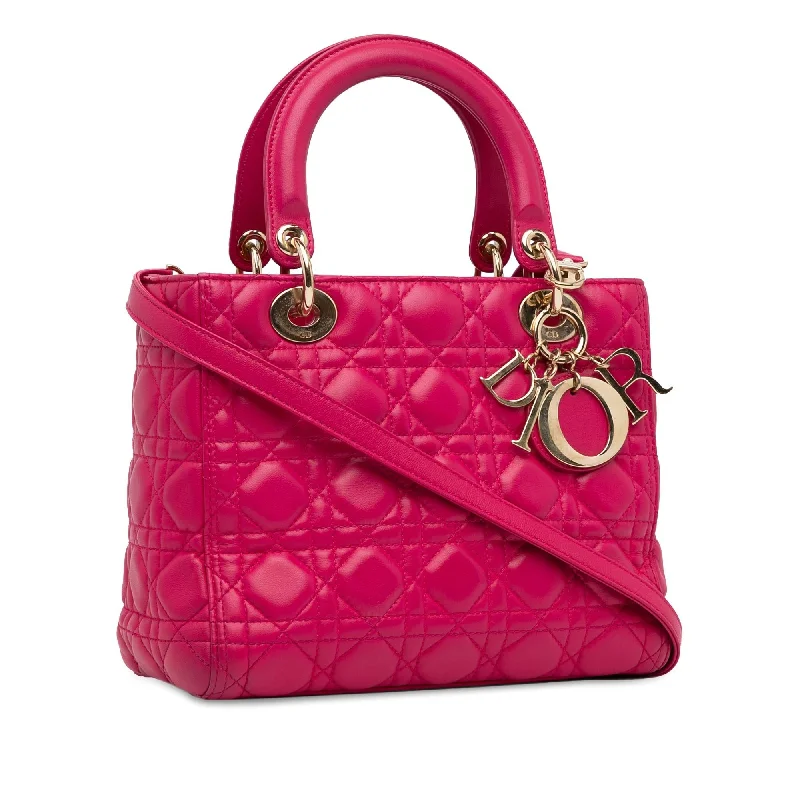 Christian Dior handbags with a detachable mirror for on - the - go touch - upsDior Medium Lambskin Cannage Lady Dior (HLvJGy)