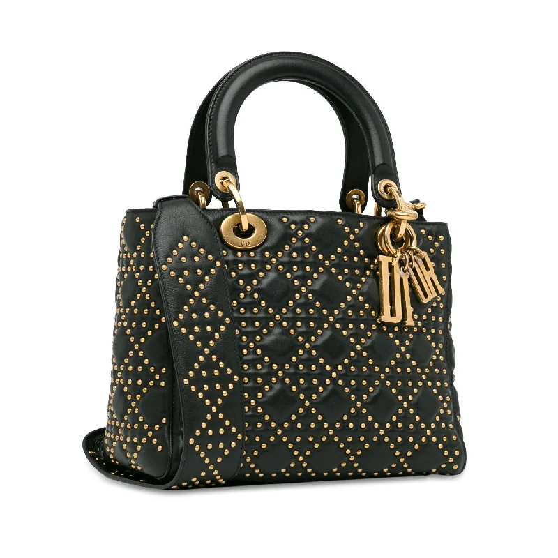 Contemporary Christian Dior handbags with a unique shapeDior Medium Lambskin Cannage Studded Supple Lady Dior (7OhNYd)