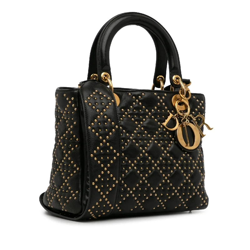 Christian Dior tote bags with a double - handle and shoulder - strap optionDior Medium Lambskin Studded Lady Dior (oqFGf1)