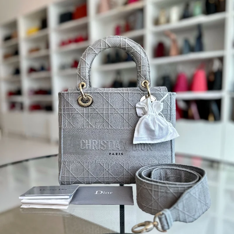 Christian Dior bags with a detachable coin purse inside*Reciept* Lady D-Lite Grey Cannage Embroidery GHW