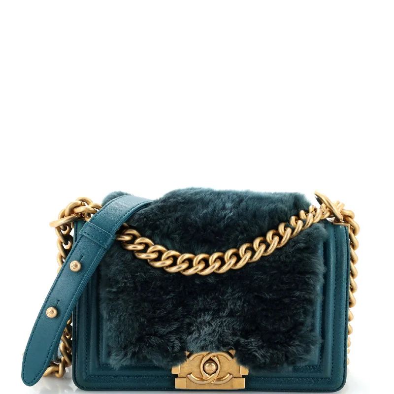 Boy Flap Bag Fur with Leather Small