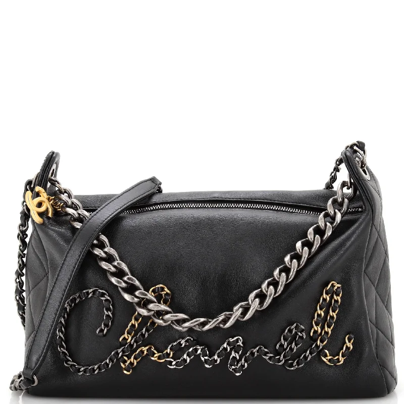 Chain Signature Hobo Leather with Metal Medium