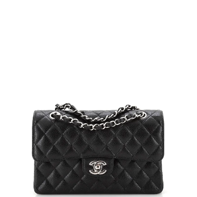 Classic Double Flap Bag Quilted Caviar Small