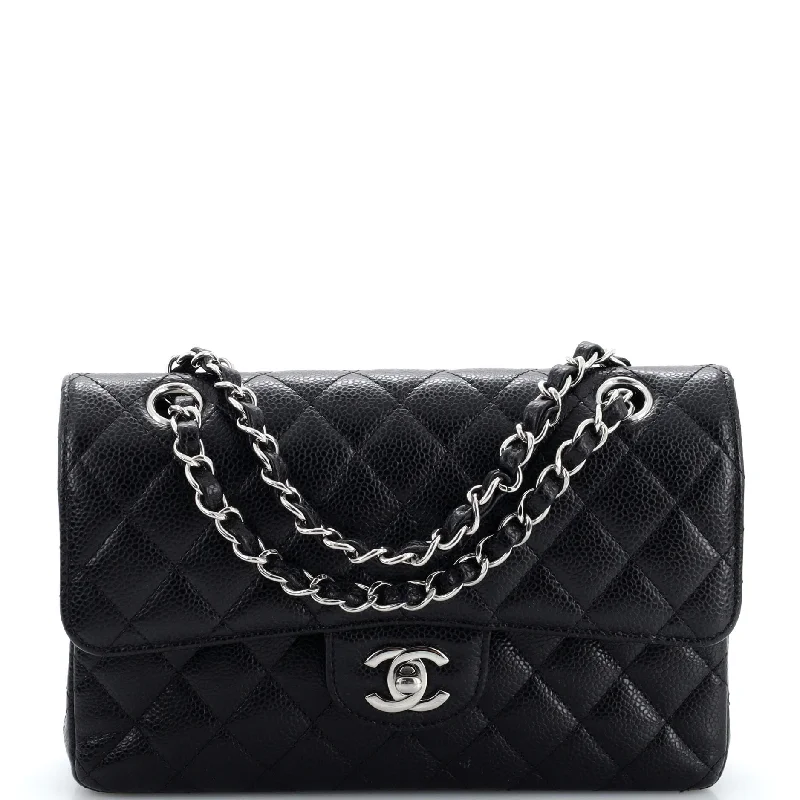 Classic Double Flap Bag Quilted Caviar Small