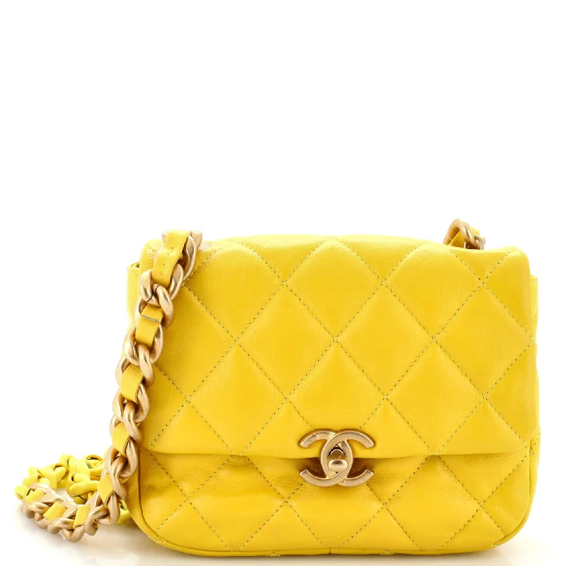 Lacquered Metal CC Flap Bag Quilted Lambskin Mini