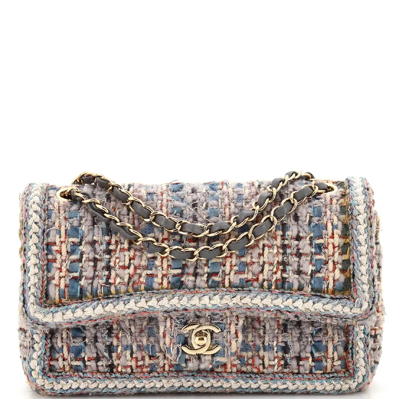 Paris-Hamburg Classic Single Flap Bag Braided Quilted Tweed Medium