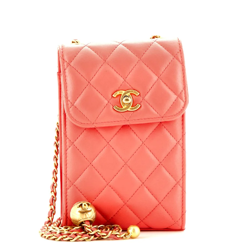 Pearl Crush Phone Holder Crossbody Bag Quilted Lambskin