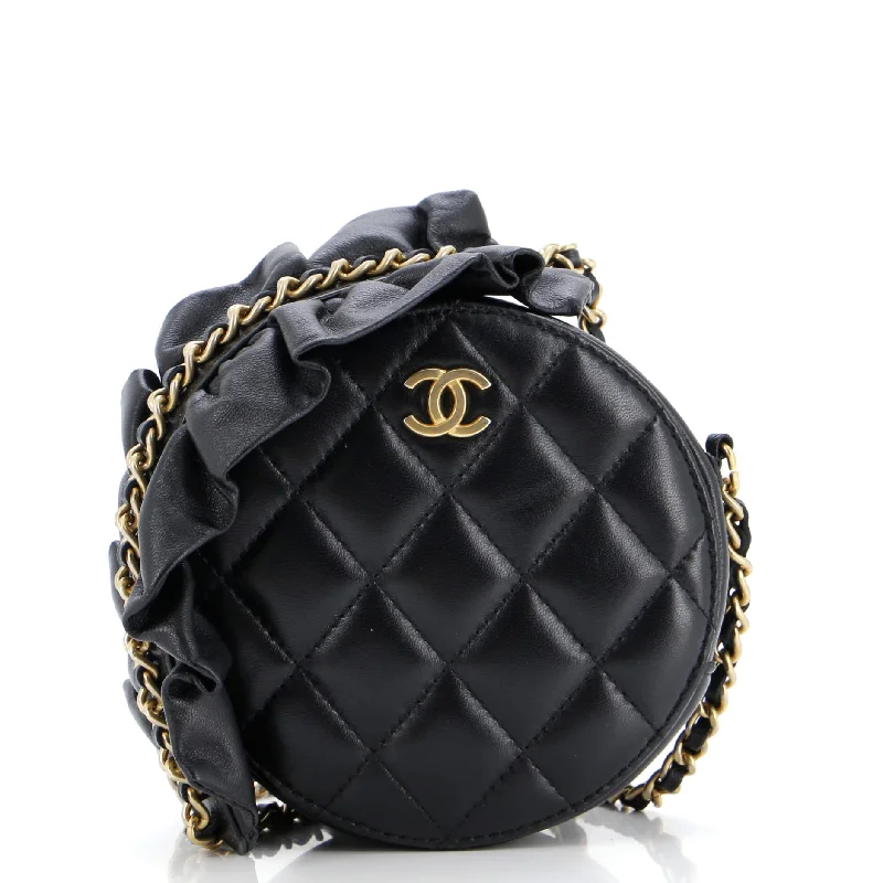 Romance Round Clutch with Chain Quilted Lambskin