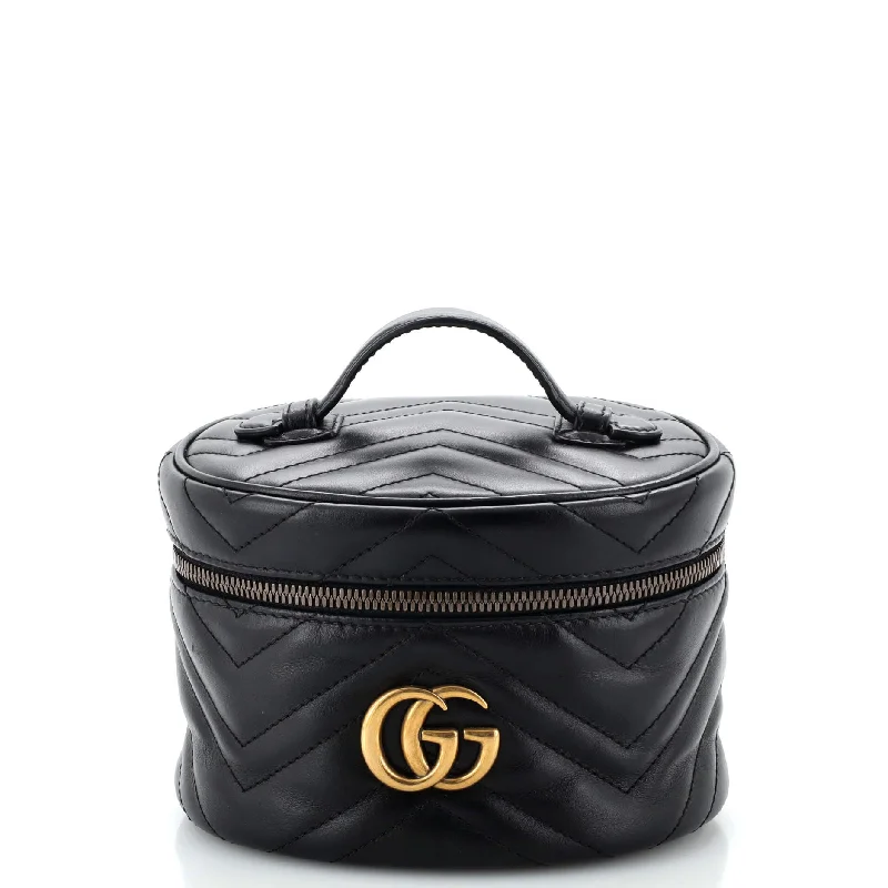 GG Marmont Top Handle Cosmetic Case Matelasse Leather Mini