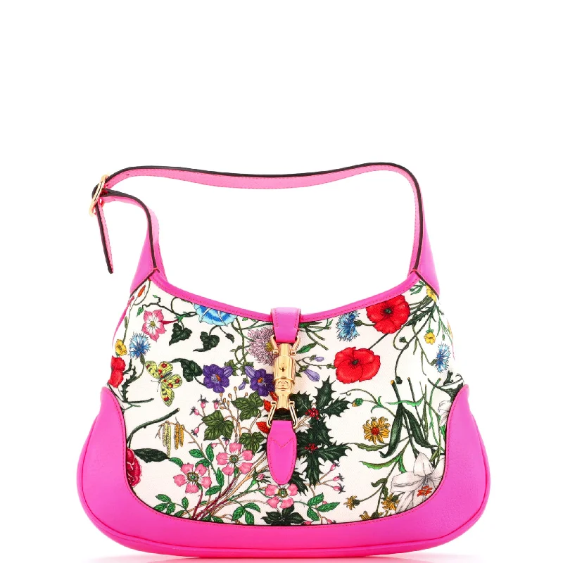 Jackie Hobo Flora Canvas with Leather Medium