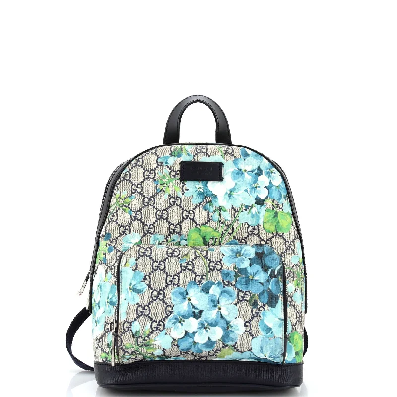 Zip Pocket Backpack Blooms Print GG Coated Canvas Small